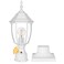 PARTPHONER Dusk to Dawn White Outdoor Post Light with Pier Mount Base Waterproof Pole Lantern Light Fixture Exterior Lamp Post Lantern Head with Clear Glass Panels for Garden Patio Pathway