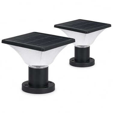 FOOYANCHO Solar Post Cap Lights OutdoorDusk to Dawn Auto OnOff Solar Powered Post Lights Fits Most Posts 2 Pack