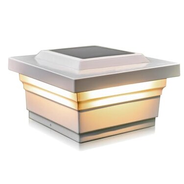 Classy Caps SL075W 5x5 Majestic Solar Post Cap White HighPerformance Solar LED Lights Durable PVC Vinyl Construction WeatherResistant Ideal for Outdoor Warm Cool Light Modes