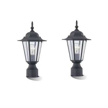 WISBEAM 2 Packs Outdoor Post Light Pole Lantern E26 Base 60W Max Aluminum Housing Plus Glass Wet Location Rated ETL Qualified Bulbs not Included Black