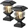Lffital Solar Post Lights Outdoor Solar Cap Lights Deck Fence Cap for 4x4 5x5 6x6 Posts Patio Garden Courtyard Decoration Fixture Waterproof Warm White Lighting Black 2