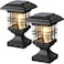 Lffital Solar Post Lights Outdoor Solar Cap Lights Deck Fence Cap for 4x4 5x5 6x6 Posts Patio Garden Courtyard Decoration Fixture Waterproof Warm White Lighting Black 2