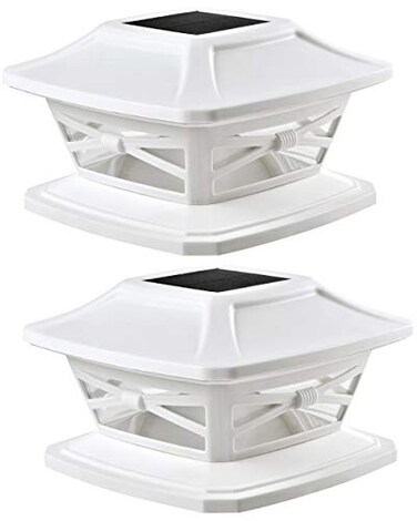 Davinci Lighting Flexfit Solar Outdoor Post Cap Lights Includes Bases for 4x4 5x5 6x6 Wooden Posts Bright LED Light Pearl White 2 Pack