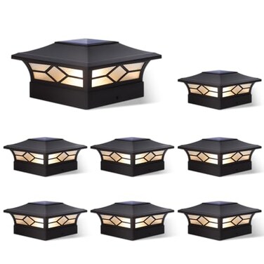JOFIOS Solar Post Cap Lights Outdoor 8pack Waterproof Solar Powered Deck Fence Post Lights for 4x4 WoodVinyl Posts Solar Outdoor LED Light with CoolWarm Lighting Black 8pack