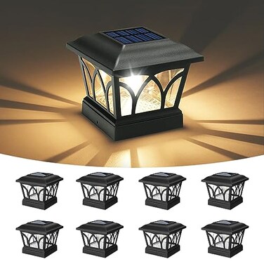 VOLISUN Solar Post Cap Lights Outdoor 8Pack with Edison LED Bulbs 2 Brightness Setting Fence Post Lights Solar Powered for Garden Fence Deck Mailbox Yard Porch Fits 4x4 6x6 PostsSlate Black