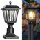 Greluna Solar Post Lights Dusk to Dawn Solar Lamp Post Light with Pier Mount Base Post Lights Outdoor Waterproof for Garden Yard Landscape Pole Pillar Warm White