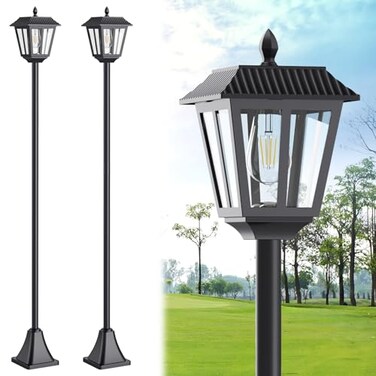 LIANGLOME 68 Solar Lamp Post Light Outdoor 3000K Warm White IP45 Waterproof Post Solar Lights Outdoor Pole Lights Decorative Lamp for Yard Garden Patio Lawn Pathway Driveway FrontBack Door 2PK