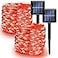 Dazzle Bright 2 Pack Solar String Lights Outdoor Total 80FT 240LED Solar Powered Waterproof Fairy Lights 8 Modes Copper Wire Lights for Christmas Patio Party Tree Yard Decoration Red