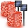 Dazzle Bright 2 Pack Solar String Lights Outdoor Total 80FT 240LED Solar Powered Waterproof Fairy Lights 8 Modes Copper Wire Lights for Christmas Patio Party Tree Yard Decoration Red