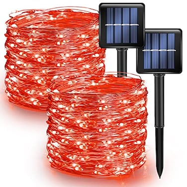 Dazzle Bright 2 Pack Solar String Lights Outdoor Total 80FT 240LED Solar Powered Waterproof Fairy Lights 8 Modes Copper Wire Lights for Christmas Patio Party Tree Yard Decoration Red