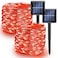 Dazzle Bright 2 Pack Solar String Lights Outdoor Total 80FT 240LED Solar Powered Waterproof Fairy Lights 8 Modes Copper Wire Lights for Christmas Patio Party Tree Yard Decoration Red