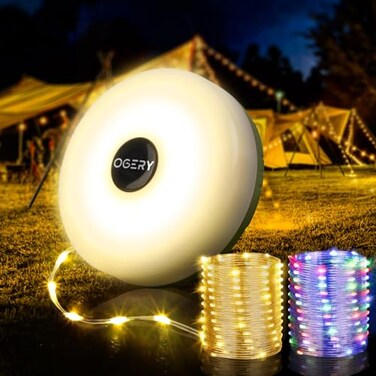 OGERY Camping String Lights 4 in 1 Quick Storage 328FT Rechargeable Tent Lights String with 8 Lighting Modes Hanging Waterproof Portable LED Lamp for Outdoor Patio Awning Garden Camping Essentials