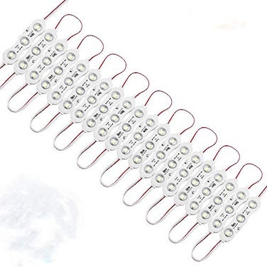 Lulin 100PCS Waterproof Super Bright Led Strip Lights White 46FT DC12V 3 LED Module for Letter Sign Advertising Sign with Tape Adhesive Backside