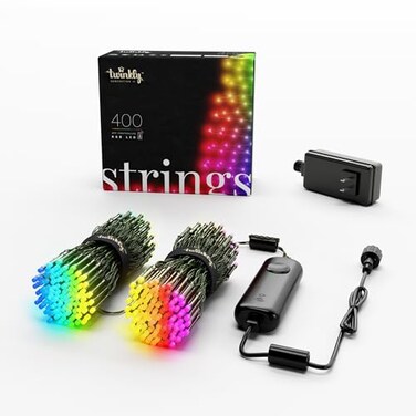 Twinkly Strings 400 LED RGB LED Light String for in and Outdoor Smart LED Lights Mappable LEDs Compatible with Alexa and Google Home IP44 Green Wire 105ft