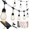 Brightech Ambience Pro 48 Ft Waterproof Solar Power Outdoor String Lights 1W LED Hanging Edison Bulbs Create Bistro Ambience in Your Yard Commercial Grade Shatterproof 15 Lights Soft White