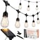 Brightech Ambience Pro 48 Ft Waterproof Solar Power Outdoor String Lights 1W LED Hanging Edison Bulbs Create Bistro Ambience in Your Yard Commercial Grade Shatterproof 15 Lights Soft White