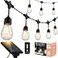 Brightech Ambience Pro Solar Power Remote Control Outdoor String Lights with Edison Bulbs Shatterproof Commercial Grade LED Waterproof Patio Lights 1W 3000K Hanging 27 ft
