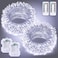 JMEXSUSS 2 Pack White Battery Operated String Lights Each 33ft 100 LED Wedding Lights Outdoor Indoor 8 Modes Christmas Lights with Remote Waterproof for Wedding Front Porch Yard House Room Decor