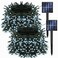 Dazzle Bright 2 Pack Total 400LED 132FT White Christmas Solar String Outdoor Lights Solar Powered with 8 Modes Waterproof Fairy Lights for Bedroom Patio Garden Tree Party Yard Decoration