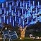 JMEXSUSS 2 Pack Solar Meteor Shower Lights Blue Meteor Cascading Rain Lights Waterproof for TreeGarden Party Christmas Decor 16 Tubes 288 LED