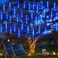 JMEXSUSS 2 Pack Solar Meteor Shower Lights Blue Meteor Cascading Rain Lights Waterproof for TreeGarden Party Christmas Decor 16 Tubes 288 LED