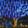 JMEXSUSS 2 Pack Solar Meteor Shower Lights Blue Meteor Cascading Rain Lights Waterproof for TreeGarden Party Christmas Decor 16 Tubes 288 LED