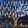 JMEXSUSS 2 Pack Solar Christmas Meteor Shower Lights 16 Tube 288 LED White Solar Christmas String Lights Outdoor Waterproof for Tree Patio Garden Wedding Party Decorations