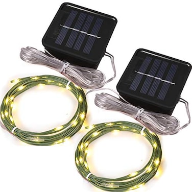 Magicnight Short Mini Garden Lights Solar Powered Waterproof Fairy Lights Outdoor Garden String Green Wire Warm White5m 50LEDs2 Pack