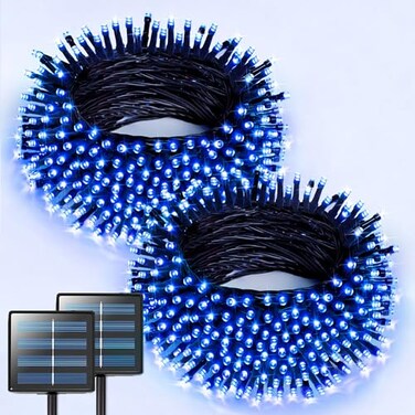 JMEXSUSS 2 Pack Solar String Lights Outdoor Waterproof Total 400 LED 151FT Solar Christmas Lights Outdoor 8 Modes Christmas Light for Outside Patio Yard Tree Decorations Blue