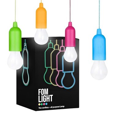 Fomlight 4 Hanging LED Kids Safe Lights for Treehouse Playhouse Camping IndoorOutdoor BatteryOperated Lamps with Pull Chain