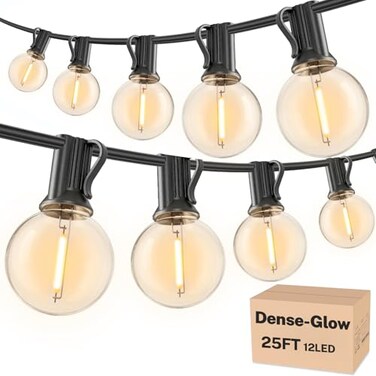RTTY Outdoor String Lights 25ft G40 Led Patio Lights with 13pcs BulbsWaterproof Shatterproof Dimmable Connectable Hanging Globe Outdoor Lights for Cafe Bistro Backyard Gazebo Balcony Party Black