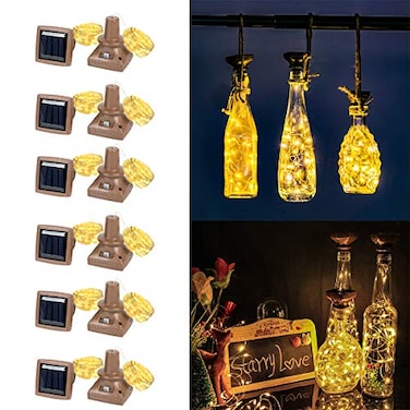ZYLiWoo Solar Wine Bottle Lights 12 Packs 20LED Outdoor Waterproof Fairy Light Strings for Recycling Bottle Decoration