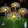 Unihoh Solar Outdoor Warm White Garden Lights 4 Pack Firework With 120 LED Starburst String 8 Modes Fairy With Remote for Wedding Christmas Lawn Backyard Party Patio Decoration