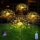 Unihoh Solar Outdoor Warm White Garden Lights 4 Pack Firework With 120 LED Starburst String 8 Modes Fairy With Remote for Wedding Christmas Lawn Backyard Party Patio Decoration