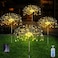 Unihoh Solar Outdoor Warm White Garden Lights 4 Pack Firework With 120 LED Starburst String 8 Modes Fairy With Remote for Wedding Christmas Lawn Backyard Party Patio Decoration