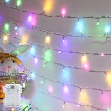 cshare Easter String Lights Battery OperatedPastel Easter Lights with Timer 98ft 30LED Transparent Wire Fairy Lights for Easter Decorations Garland Outdoor Indoor Party