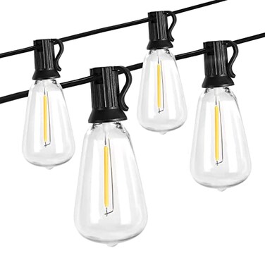 BRIMAX 10FT Outdoor String Lights with 10 BulbsST38 1W Plastic LED Edison Bulbs Shatterproof Waterproof String Lights Perfect for Bistro Pergola Backyard and Garden
