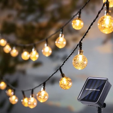 LSLCQW Solar String Lights Small Crystal Ball Outdoor String Light 60 LED 40ft 8 Lighting Modes Waterproof Solar Powered Patio Solar Light for Garden Yard Porch Wedding Party Decor Warm White
