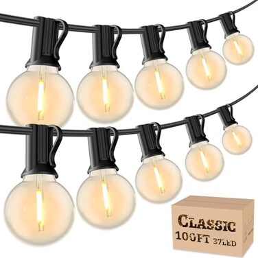 RTTY Outdoor String Lights 100 FT Patio Light for Outside Waterproof G40 Shatterproof LED Bulbs Dimmable Hanging Connectable Globe Lighting for Backyard Porch Bistro Balcony Party Warm White