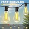 Porbench 75FT Outdoor String Lights Waterproof with 504 Bulbs 15FT Bulbs Spacing Remote Dimmer Commercial Patio String Lights with 3 Mode Light Timing 100PC Mounting Ties for Outside