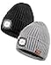 AHASTI Beanie with Light for Men 2 Pack Hat with Light Built in Rechargeable Winter Warm Knitted Headlamp Caps Gift for Men Dads Husband Led Beanie Hats with LightBlackLight Gray