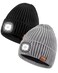 AHASTI Beanie with Light for Men 2 Pack Hat with Light Built in Rechargeable Winter Warm Knitted Headlamp Caps Gift for Men Dads Husband Led Beanie Hats with LightBlackLight Gray