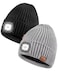 AHASTI Beanie with Light for Men 2 Pack Hat with Light Built in Rechargeable Winter Warm Knitted Headlamp Caps Gift for Men Dads Husband Led Beanie Hats with LightBlackLight Gray