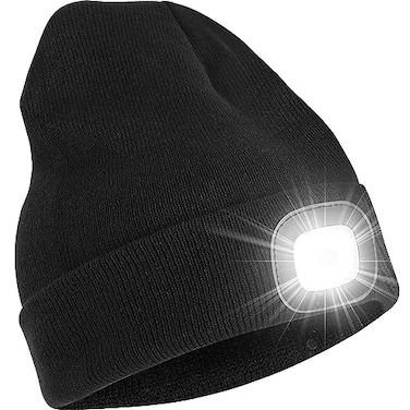 YMHB Unisex Beanie Hat with Light USB Rechargeable LED Headlamp Hat Night Light Cap Christmas Stocking Stuffers Gifts for Men Dad Father Husband Black
