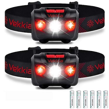 Vekkia Ultra Bright LED Headlamp Flashlight 2 Pack White and Red Light Headlight with Adjustable Headband IPX6 Waterproof Head Lamp for OutdoorsCampingRunningCyclingHiking Batteries Included