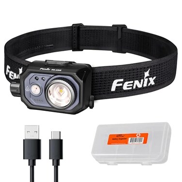 Fenix HL45R 1000 Lumen Zoomable Headlamp USBC Rechargeable 3X AAA Dual Fuel Gesture Sensing Adjustable Focus with FloodlightSpotlight Red Light and Organizer