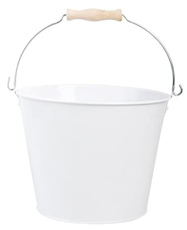 Esschert Design USA White Metal Bucket with Wood Handle RD23