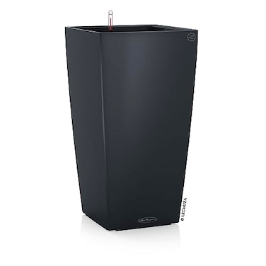 Lechuza CUBICO Color 40 Slate SelfWatering Tall Planter H295 L157 W157 in