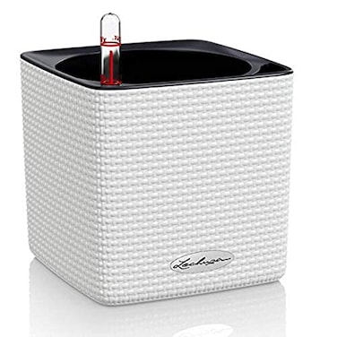 Lechuza Cube Color 14 White SelfWatering Indoor Small Plant Pot H55 L55 W55 in