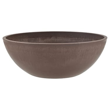 PSW Pot Collection M25C 10inch PlasticStoneWood Composite Low Bowl Planter No Drainage Hole Drillable Shallow IndoorOuter Pot for Succulents Bonsai Fairy Gardens Herbs Chocolate